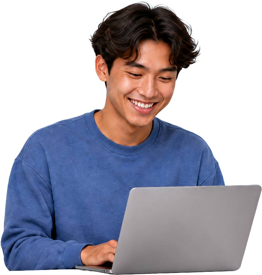 Student using laptop