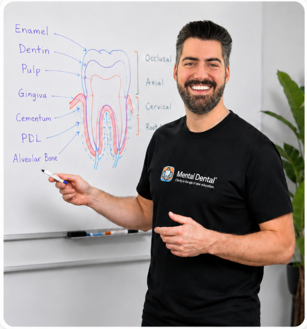 Dr. Ryan teaching dental anatomy at the whiteboard